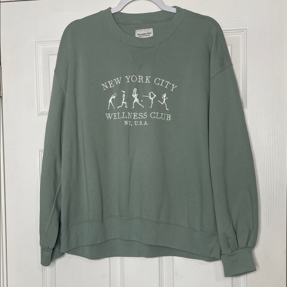 A&F New York City Wellness Club Graphic Sweatshirt - Sage Green XL